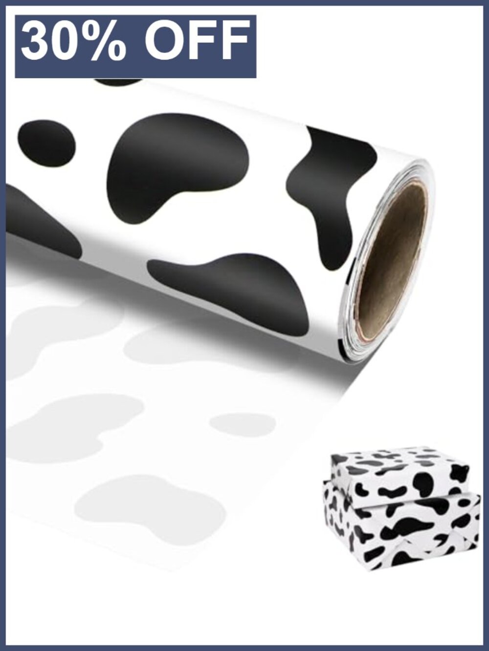 Cow Print Wrapping Paper Roll 17 In x 33 Ft Gift Wrap for Birthday Party